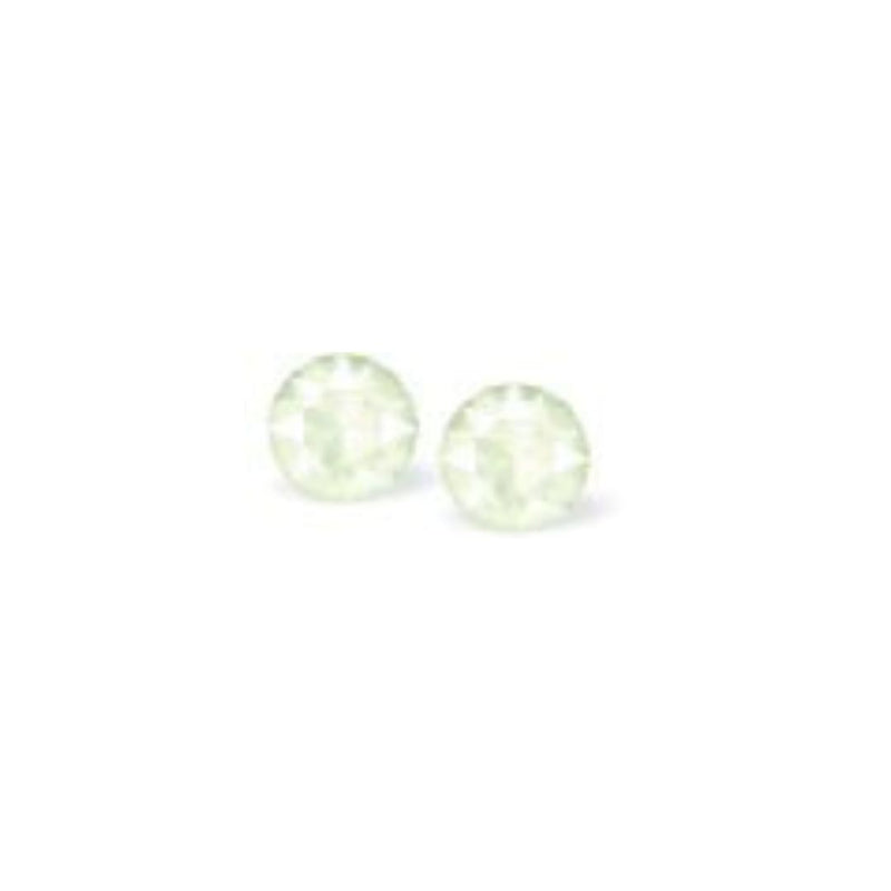 Austrian Crystal Diamond-shape Stud Earrings in Powder Green, 6mm in size with Sterling Silver Earwires