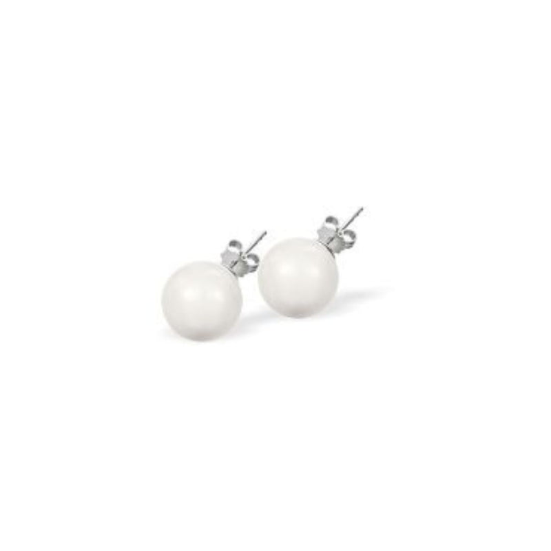 Austrian Crystal Classic Pearl Stud Earrings in Crystal White wtih Sterling Silver Earwires.
