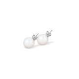 Austrian Crystal Pearl Stud Earrings in Iridescent White with Sterling Silver Earwires