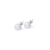 Austrian Crystal Pearl Stud Earrings in Iridescent Dove Grey with Sterling Silver Earwires