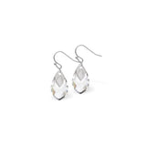 Austrian Crystal Metallic Teardrop Drop Earrings in Clear Crystal