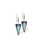 Austrian Crystal Spike Drop Earrings in Bermuda Blue with Rhodium Plated Earwires