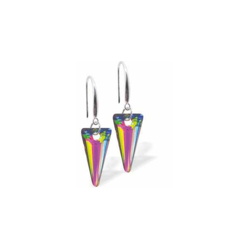 Austrian Crystal Spike Drop Earrings in Vitrail Medium with Rhodium Plated Earwires