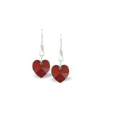 Austrian Crystal Heart Drop Earrings in Siam Red