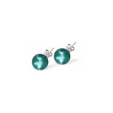 Austrian Crystal Pearl Stud Earrings in Iridescent Tahitian Green, with Sterling Silver Earwires