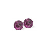 Austrian Crystal Dome Stud Earrings in Amethyst Purple, Sterling Silver Earwires