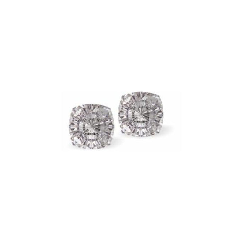 Austrian Crystal Mystic Square Stud Earrings in Clear Crystal, Sterling Silver Earwires
