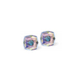 Austrian Crystal Mystic Square Stud Earrings in Aurora Borealis, Sterling Silver Earwires