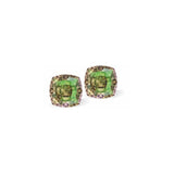 Austrian Crystal Mystic Square Stud Earrings in Luminous Green,  Sterling Silver Earwires
