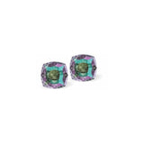 Austrian Crystal Mystic Square Stud Earrings in Paradise Shine, Sterling Silver Earwires