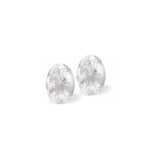 Austrian Crystal Mystic Oval Stud Earrings in Clear Crystal,Sterling Silver Earwires