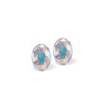 Austrian Crystal Mystic Oval Stud Earrings in  Aurora Borealis, Sterling Silver Earwires