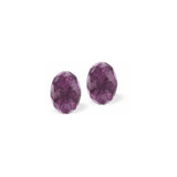 Austrian Crystal Mystic Oval Stud Earrings in Amethyst Purple,Sterling Silver Earwires