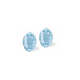 Austrian Crystal Mystic Oval Stud Earrings in Aquamarine Blue, Sterling Silver Earwires