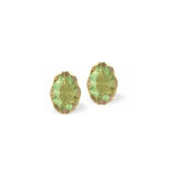 Austrian Crystal Mystic Oval Stud Earrings in Luminous Green, Sterling Silver Earwires