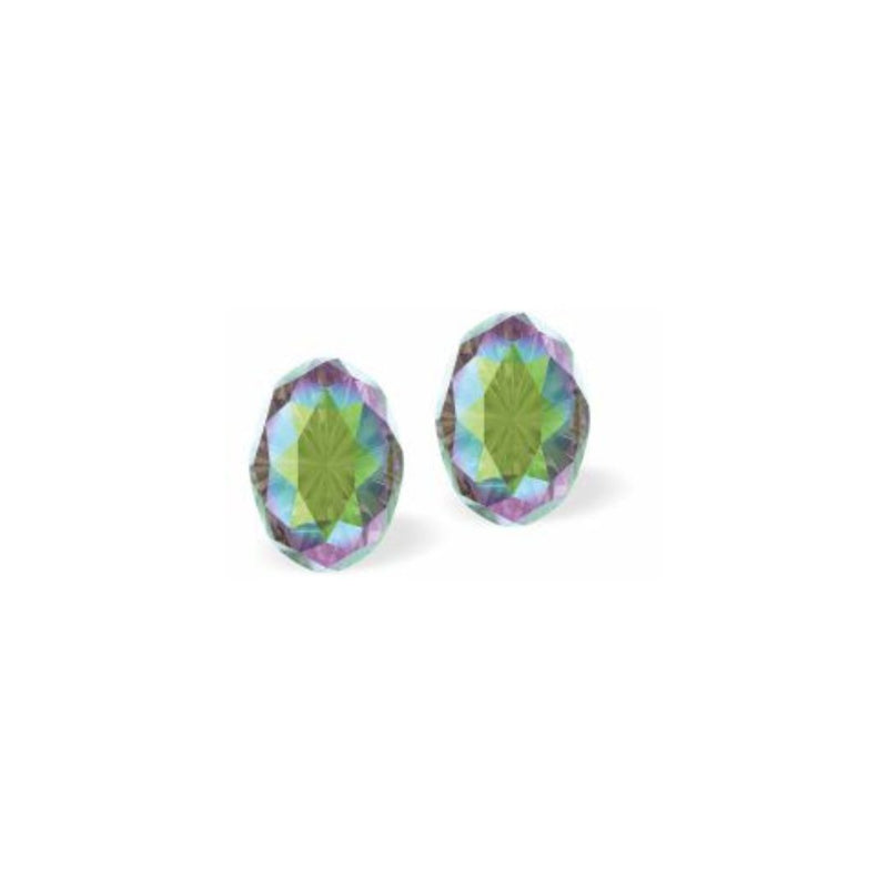 Austrian Crystal Mystic Oval Stud Earrings in Paradise Shine, Sterling Silver Earwires