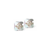 Austrian Crystal Kaleidoscope Square Stud Earrings in Aurora Borealis, Sterling Silver Earwires