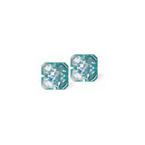 Austrian Crystal Kaleidoscope Square Stud Earrings in Blue Laguna DeLite, Sterling Silver Earwires