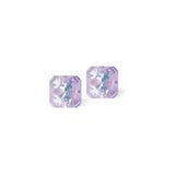 Austrian Crystal Kaleidoscope Square Stud Earrings in Lavender DeLite,Sterling Silver Earwires