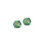 Austrian Crystal Kaleidoscope Hexagon Stud Earrings in Silky Sage Green DeLite, Sterling Silver Earwires