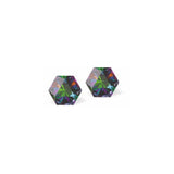 Austrian Crystal Kaleidoscope Hexagon Stud Earrings in Vitrail Medium, Sterling Silver Earwires