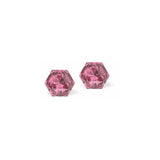 Austrian Crystal Kaleidoscope Hexagon Stud Earrings in Rose Pink, Sterling Silver Earwires