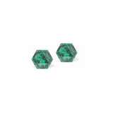 Austrian Crystal Kaleidoscope Hexagon Stud Earrings in Emerald Green, Sterling Silver Earwires