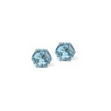 Austrian Crystal Kaleidoscope Hexagon Stud Earrings in Aquamarine Blue, Sterling Silver Earwires
