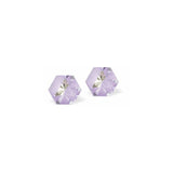 Austrian Crystal Kaleidoscope Hexagon Stud Earrings in Lavender DeLite, Sterling Silver Earwires