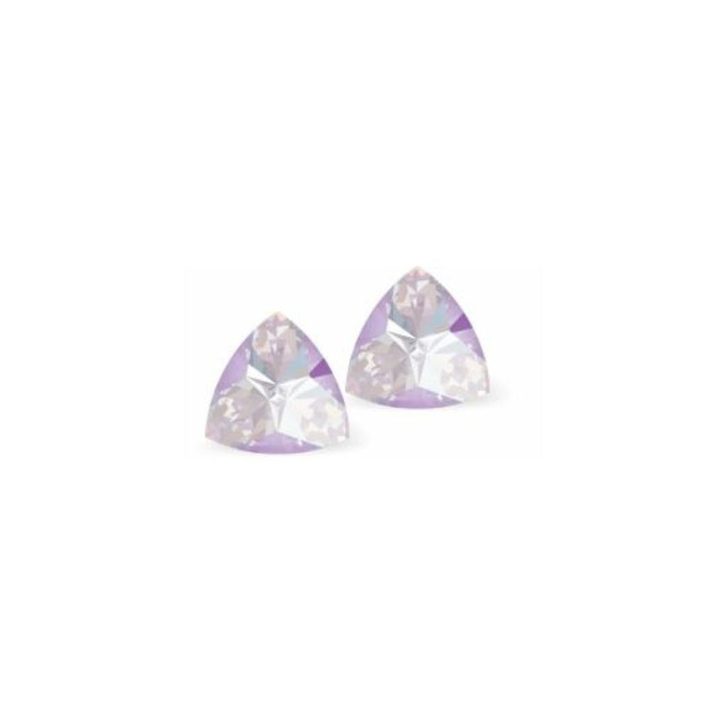 Austrian Crystal Kaleidoscope Triangular Stud Earrings in Lavender DeLite, Sterling Silver Earwires