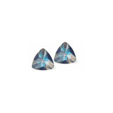 Austrian Crystal Kaleidoscope Triangular Stud Earrings  in Royal Blue DeLite,  Sterling Silver Earwires