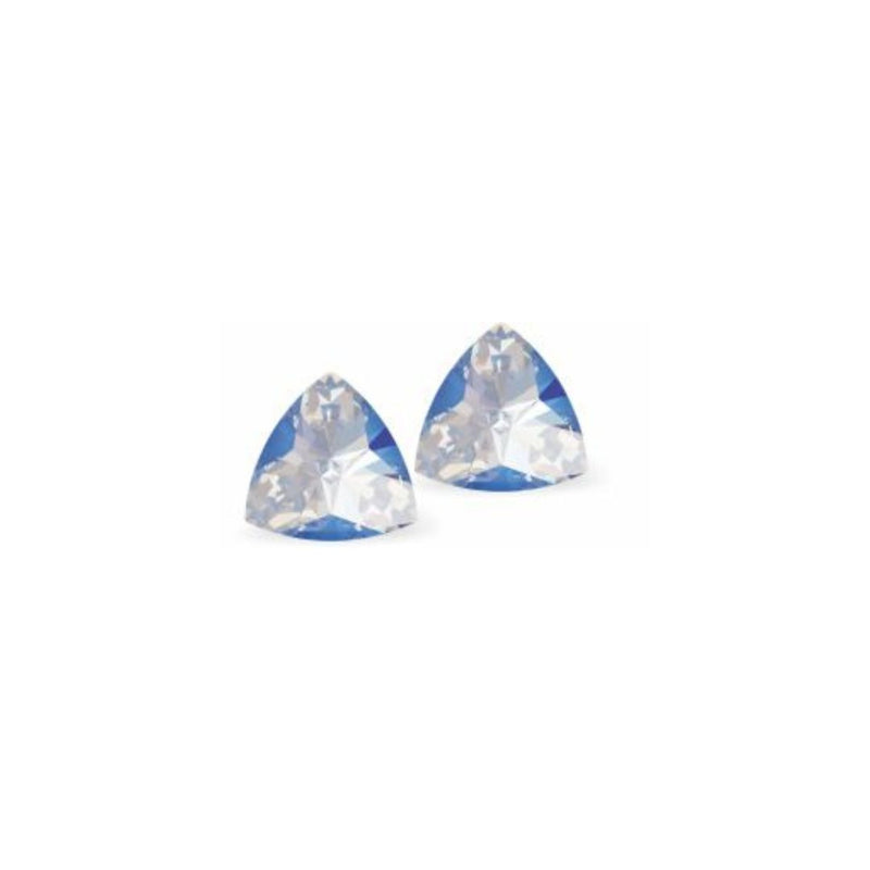 Austrian Crystal Kaleidoscope Triangular Stud Earrings in Blue Ocean DeLite, Sterling Silver Earwires