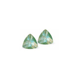 Austrian Crystal Kaleidoscope Triangular Stud Earrings in Silky Sage Green DeLite, Sterling Silver Earwires