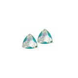 Austrian Crystal Kaleidoscope Triangular Stud Earrings in Blue Laguna DeLite, Sterling Silver Earwires
