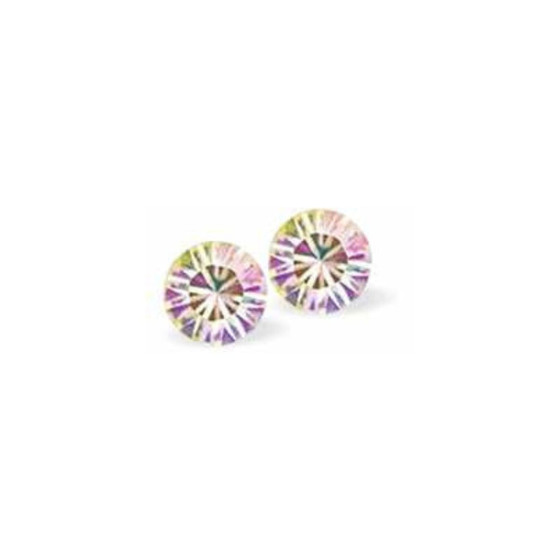 Austrian Crystal Diamond-shape Stud Earrings in Luminous Green, 4mm in size with Sterling Silver Earwires