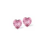 Austrian Crystal Heart Stud Earrings in Antique Pink, Available in Two Sizes with Sterling Silver Earwires