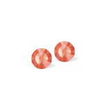 Austrian Crystal Diamond-shape Stud Earrings in Orange Glow Delite with Sterling Silver Earwires
