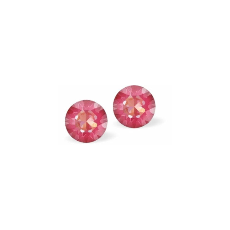 Austrian Crystal Diamond-shape Stud Earrings in Royal Red Delite with Sterling Silver Earwires
