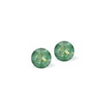 Austrian Crystal Diamond-shape Stud Earrings in Silky Sage Green Delite with Sterling Silver Earwires