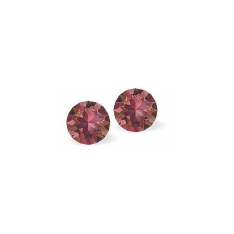 Austrian Crystal Diamond-shape Stud Earrings in Lilac Shadow, 7mm in size with Sterling Silver Earwires