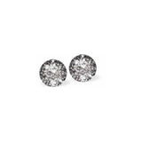 Austrian Crystal Diamond-shape Stud Earrings in Black Patina with a hint of Red, 8mm in size with Sterling Silver Earwires