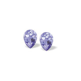 Austrian Crystal Pear Shape Stud Earrings in Provence Lavender Purple with Sterling Silver Earwires
