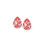 Austrian Crystal Pear Shape Stud Earrings in Rose Pink with Sterling Silver Earwires