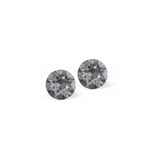 Sparkly Austrian Crystal Diamond-shape, Elegant Stud Earrings Round, Multi Faceted Crystal 6mm & 7mm in diameter Colour: Grey Silver Night Sterling Silver Earwires Delivered in a soft, black, velveteen pouch