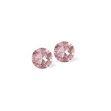 Austrian Crystal Diamond-shape Stud Earrings in Light Rose Pink in Three Sizes with Sterling Silver Earwires.
