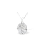 Oval Tree of Life with Heart Necklace, Rhodium Plated with a choice of chains
