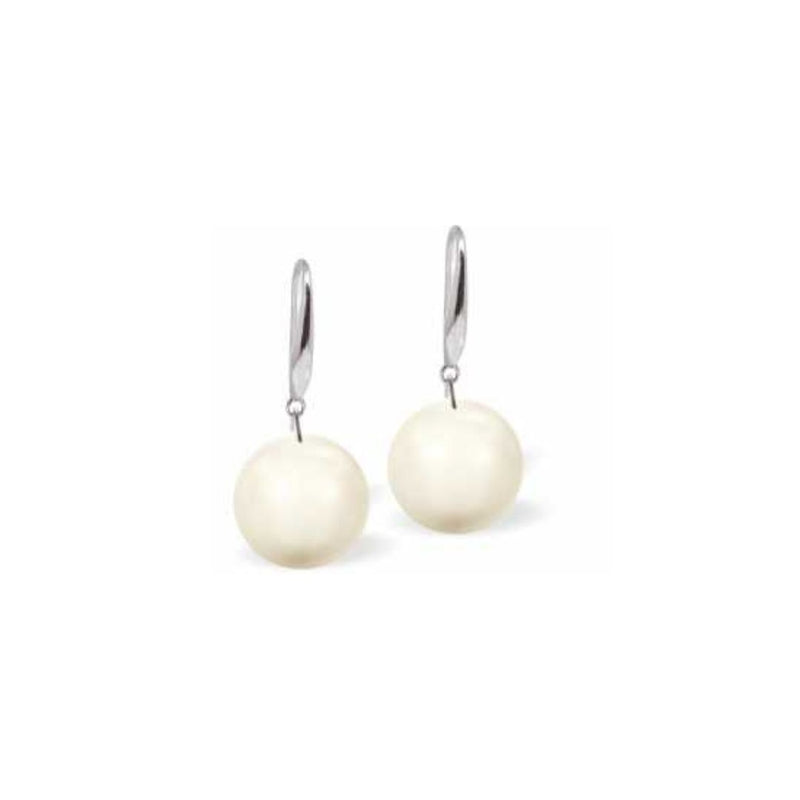 Austrian Crystal Pearl Drop Earrings in Warm Light Creamrose, Rhodium Plated