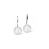 Austrian Crystal Pearl Drop Earrings in Iridescent Dove Grey, Rhodium Plated
