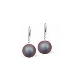 Austrian Crystal Pearl Drop Earrings in Iridescent Red, Rhodium Plated