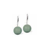 Austrian Crystal Pearl Drop Earrings in Jade Green, Rhodium Plated